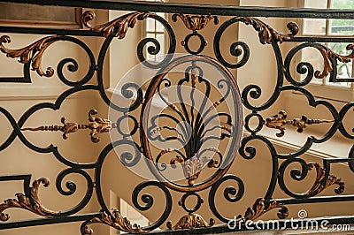 Close-up of the elaborate decoration of balustrade at Rodin Museum in Paris. Stock Photo